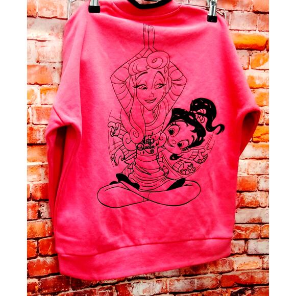 Adidas Sweatshirt Girls Small Pink Fleece Lined Disney Comfy Princesses Crewneck - Picture 5 of 5